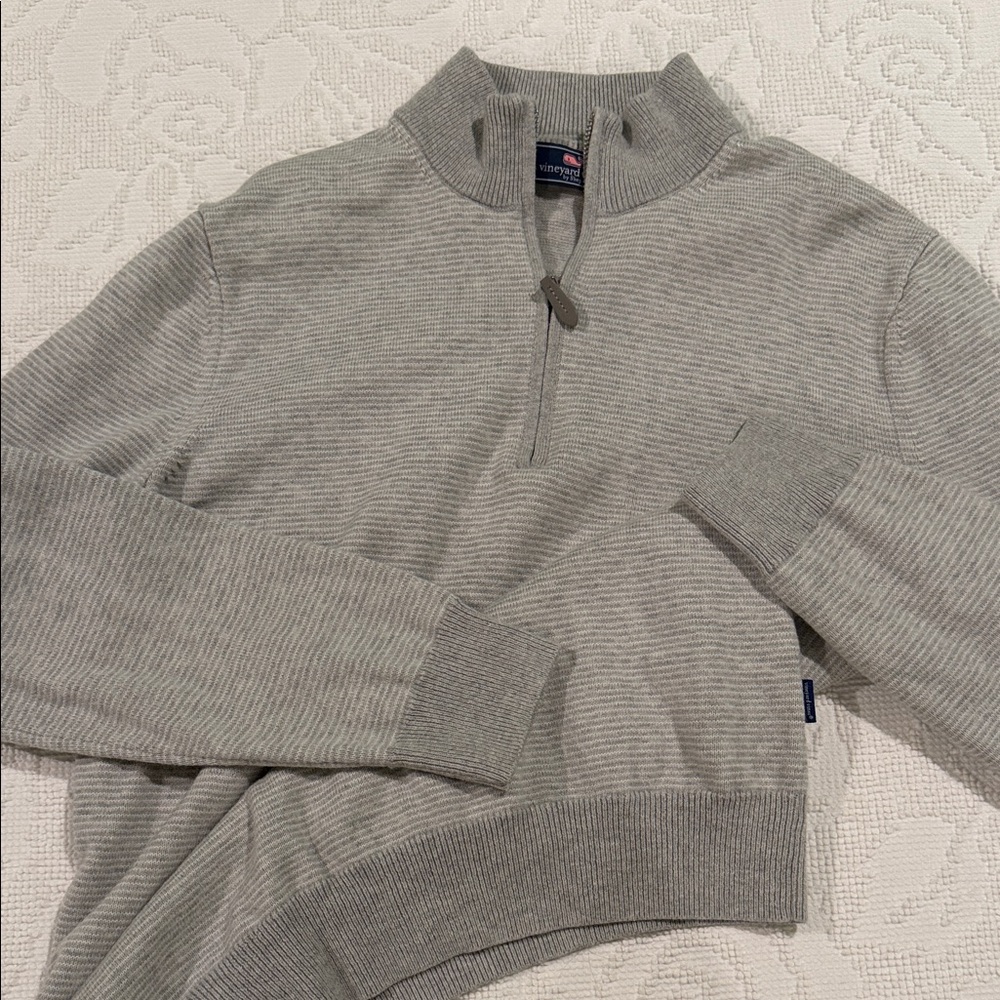 Vineyard Vines Men's Light Gray Quarter-Zip Sweater